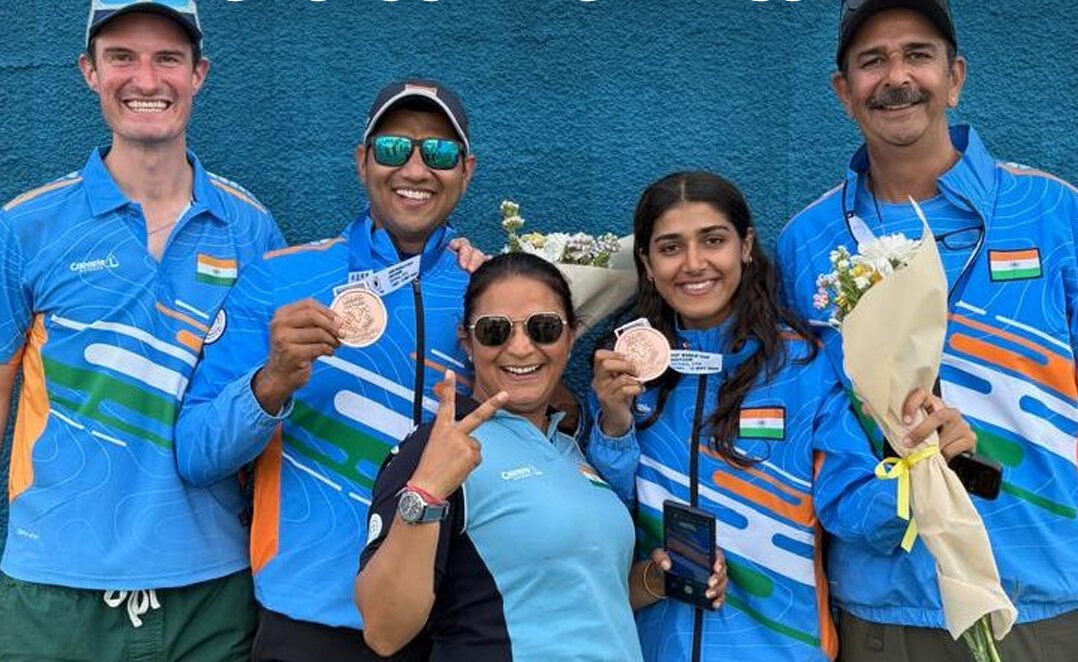Indian shooters Kynan Chenai and Sabeera Haris win bronze at the ISSF Shotgun World Cup in Nicosia.