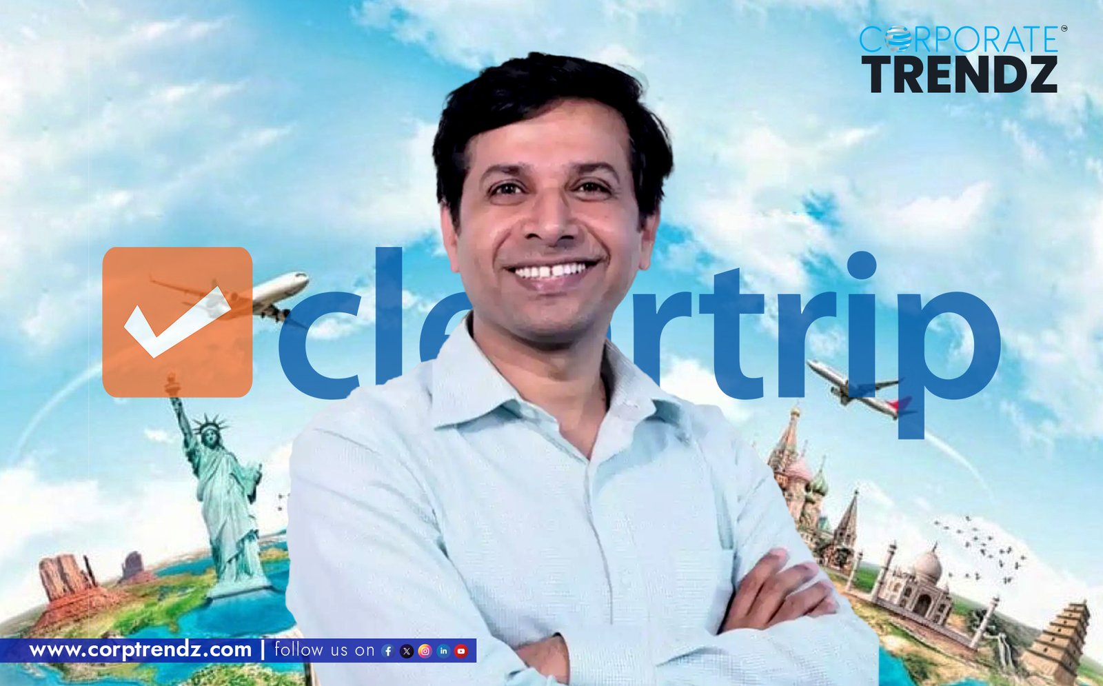 Professional headshot of Manoj Awasthi with the Cleartrip logo or a travel-related background.