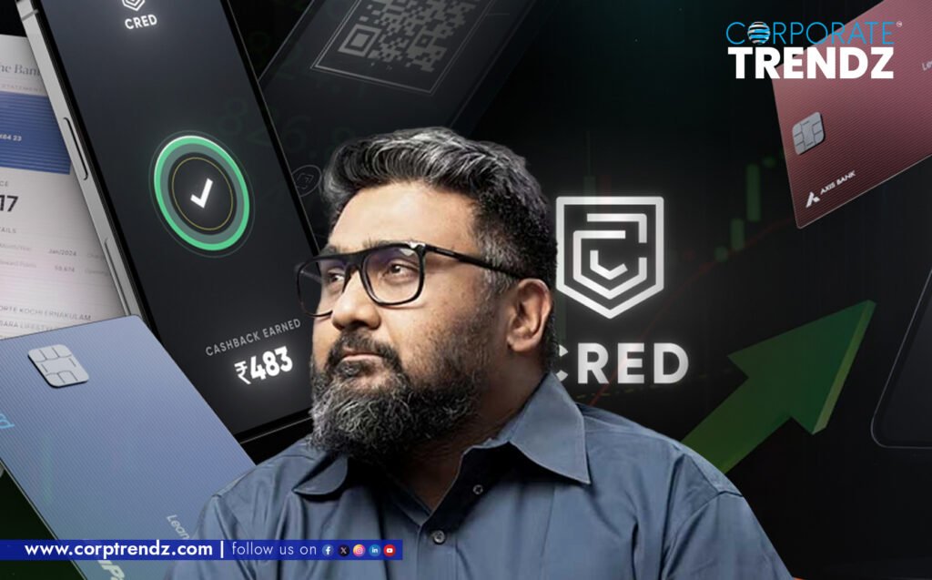 CRED app logo or branding, with a visual representation of financial growth or a funding round, signifying the recent investment.
