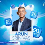A professional headshot of Arun Srinivas, the newly appointed Managing Director and Head of Meta India, with the Meta logo or a subtle backdrop featuring Facebook, Instagram, and WhatsApp icons, symbolizing his leadership across Meta's platforms.