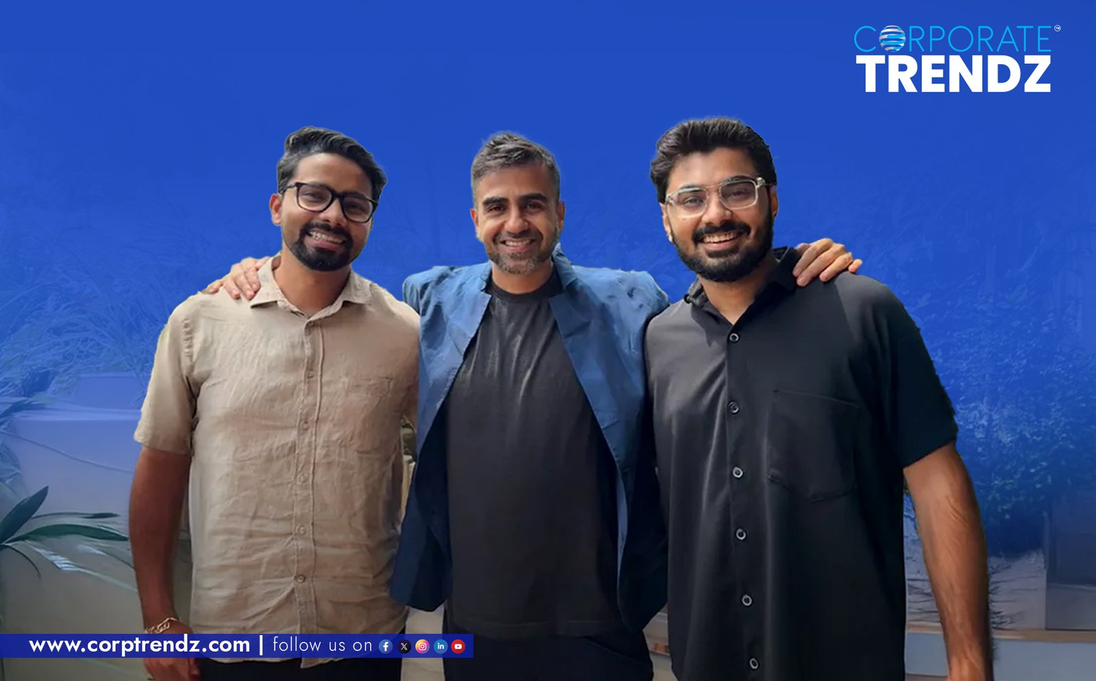 A collage or split image featuring Nikhil Kamath, co-founder of Zerodha, on one side, and Aakash Shah and Naveed Manakkodan (co-founders of One Hand Clap Media) on the other, symbolizing their new partnership in the creative media space.