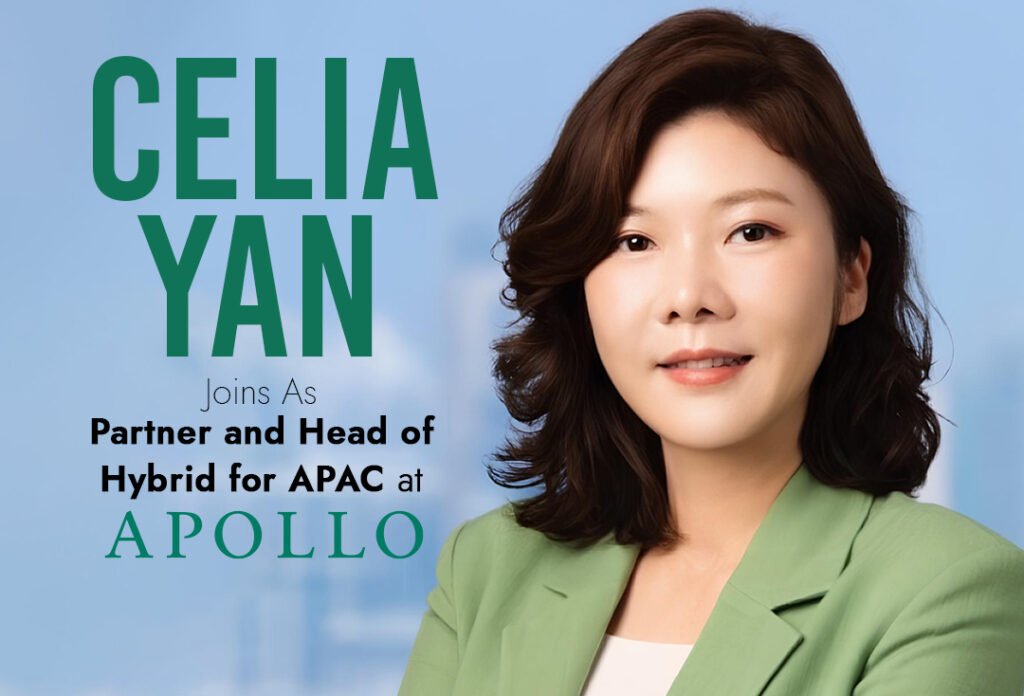 Celia Yan, Partner and Head of Hybrid for APAC at Apollo Global Management, with a professional and confident demeanor.