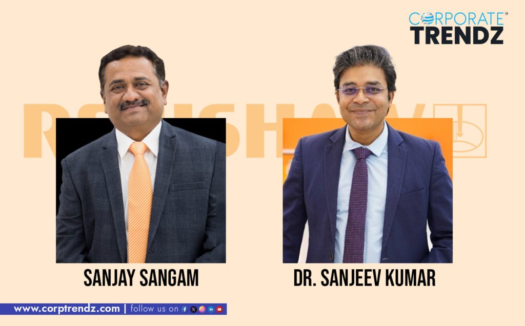 A professional photo featuring Sanjay Sangam and Dr. Sanjeev Kumar, the newly appointed Deputy Directors at Renishaw India, signifying leadership and growth.