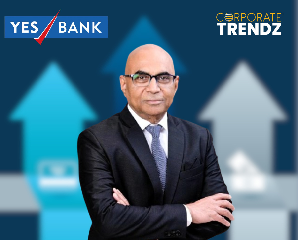 A professional headshot of Prashant Kumar, MD & CEO of YES BANK, with the YES BANK logo subtly visible in the background, signifying his continued leadership.