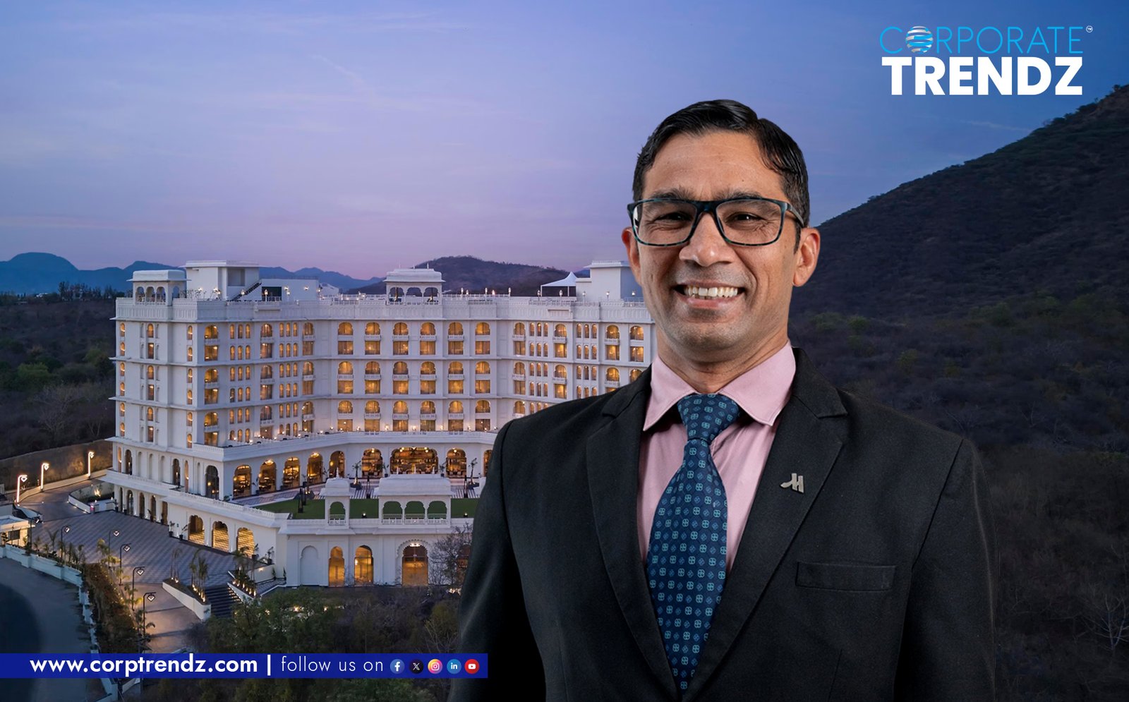 Professional headshot of Shiv Prakash, a man in a business suit, smiling, representing his new role as IT Manager at Udaipur Marriott Hotel.
