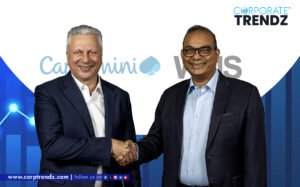 The logos of Capgemini and WNS side-by-side, with a visual element suggesting a merger or acquisition.