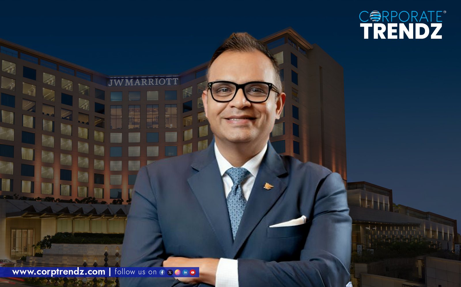 Sachin Mylavarapu, the new General Manager at JW Marriott Mumbai Sahar, smiling professionally.