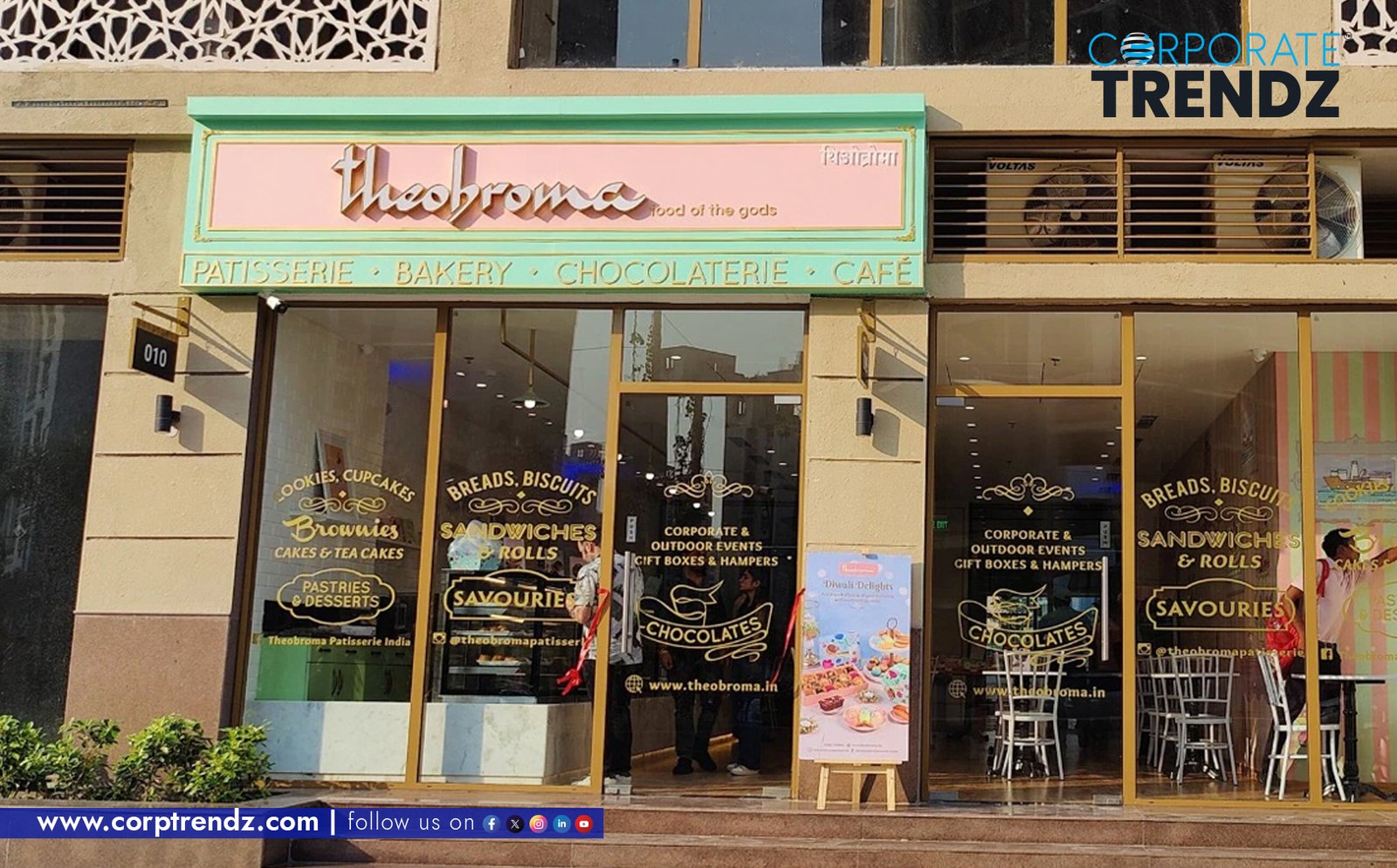 The Theobroma Foods logo, possibly with ChrysCapital's logo or a handshake overlay, symbolizing the acquisition. A background could subtly feature a delicious pastry or baked good.