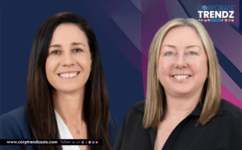 A graphic featuring professional headshots of Michelle Rudd, COO for APAC, and Vanessa Hall, Casualty Underwriter, announcing their new appointments at Canopius Group.