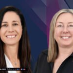 A graphic featuring professional headshots of Michelle Rudd, COO for APAC, and Vanessa Hall, Casualty Underwriter, announcing their new appointments at Canopius Group.
