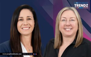 A graphic featuring professional headshots of Michelle Rudd, COO for APAC, and Vanessa Hall, Casualty Underwriter, announcing their new appointments at Canopius Group.