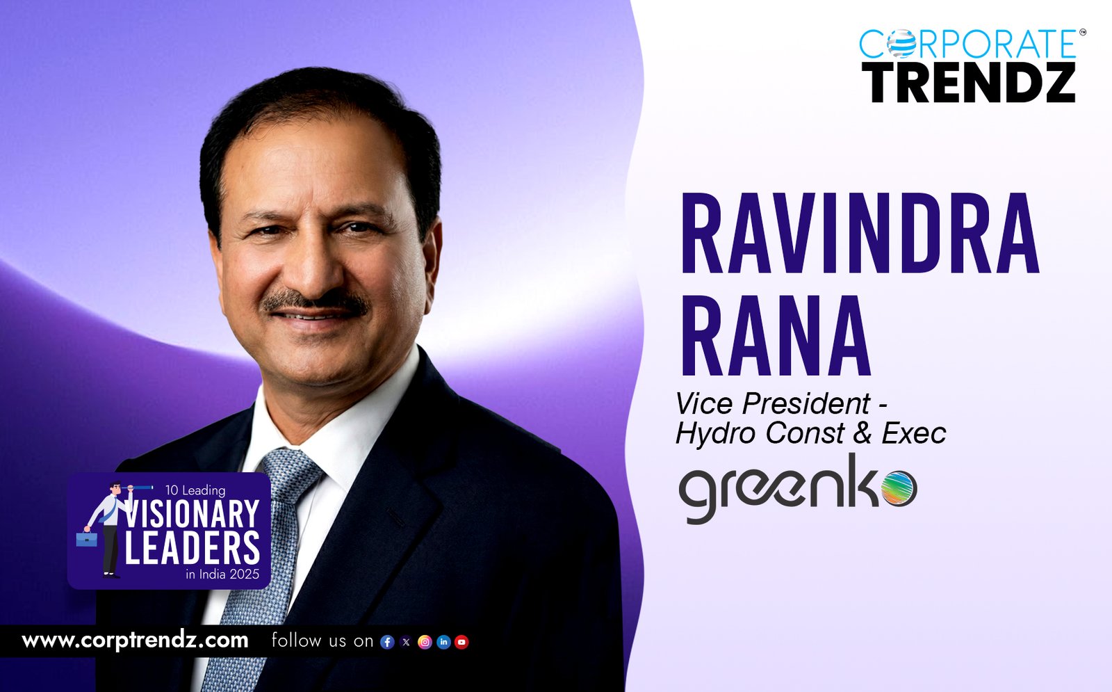 Ravindra Rana: Named One of India’s 10 Leading Visionary Leaders in India 2025 By Corporate TrendZ