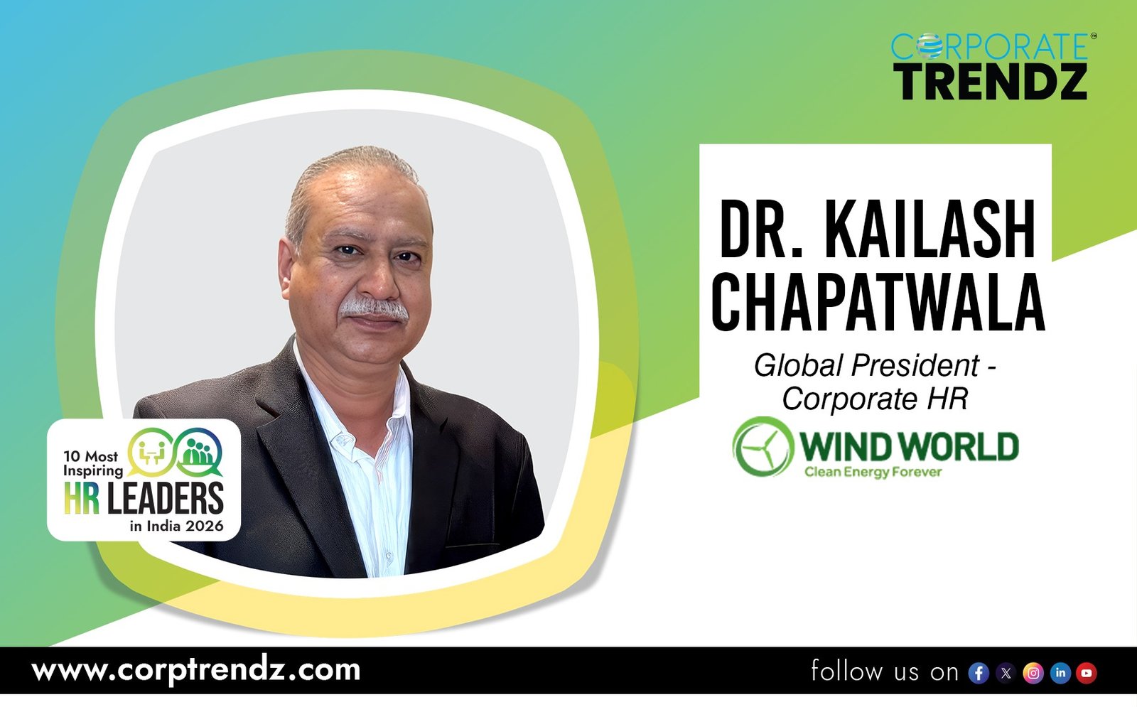 Dr. Kailash Chapatwala: Named One of India’s 10 Most Inspiring HR Leaders in India 2026 By Corporate TrendZ Business Magazine